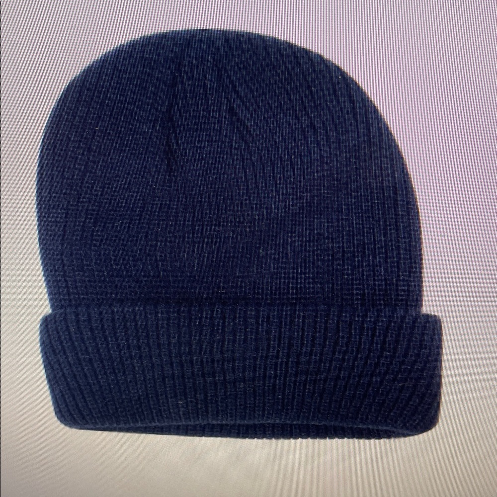 Navy Blue Ribbed Knit Beanie